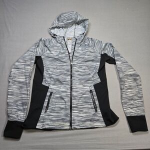 Marmot Women's Hoodie Full Zip Jacket Lightweight Black White Pattern‎ Large